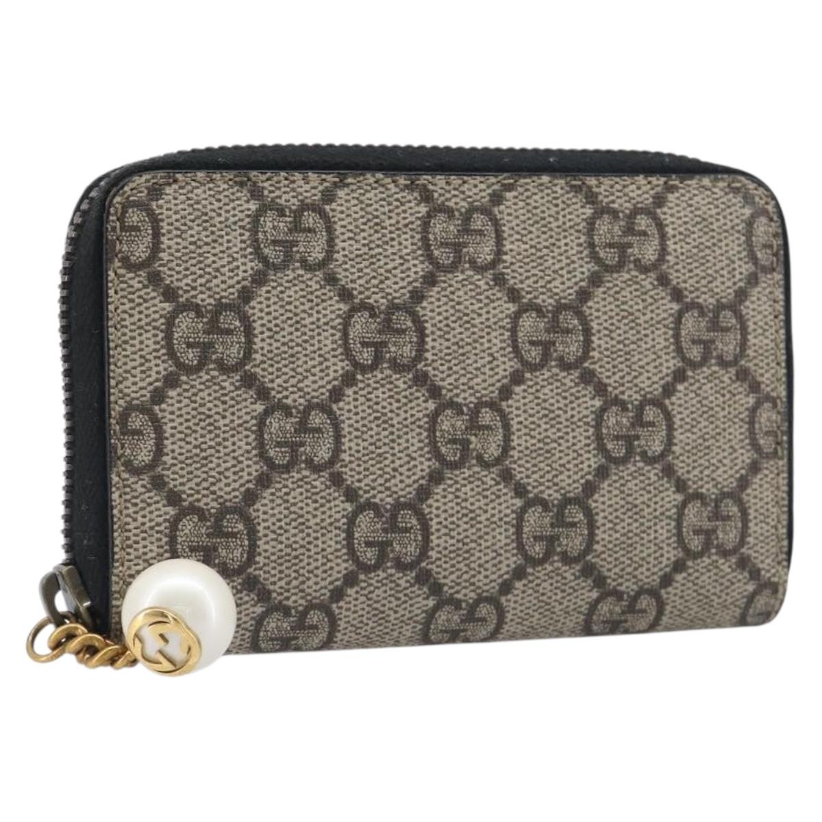 LOUIS VUITTON GG Supreme Coin Purse PVC Beige Gold Tone 431482 LV Auth am12481V