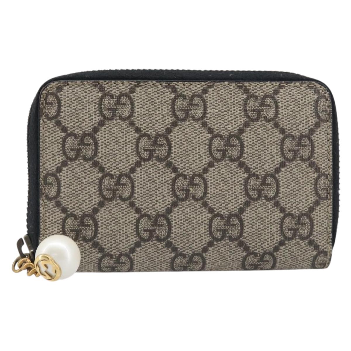 LOUIS VUITTON GG Supreme Coin Purse PVC Beige Gold Tone 431482 LV Auth am12481V