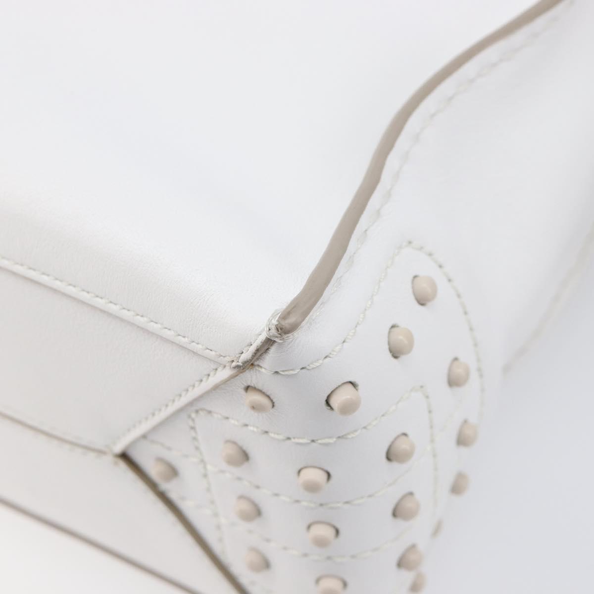 TOD’S x Alber Elbaz Hand Bag Leather White Silver Auth am12484V