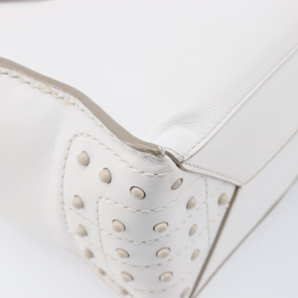 TOD’S x Alber Elbaz Hand Bag Leather White Silver Auth am12484V
