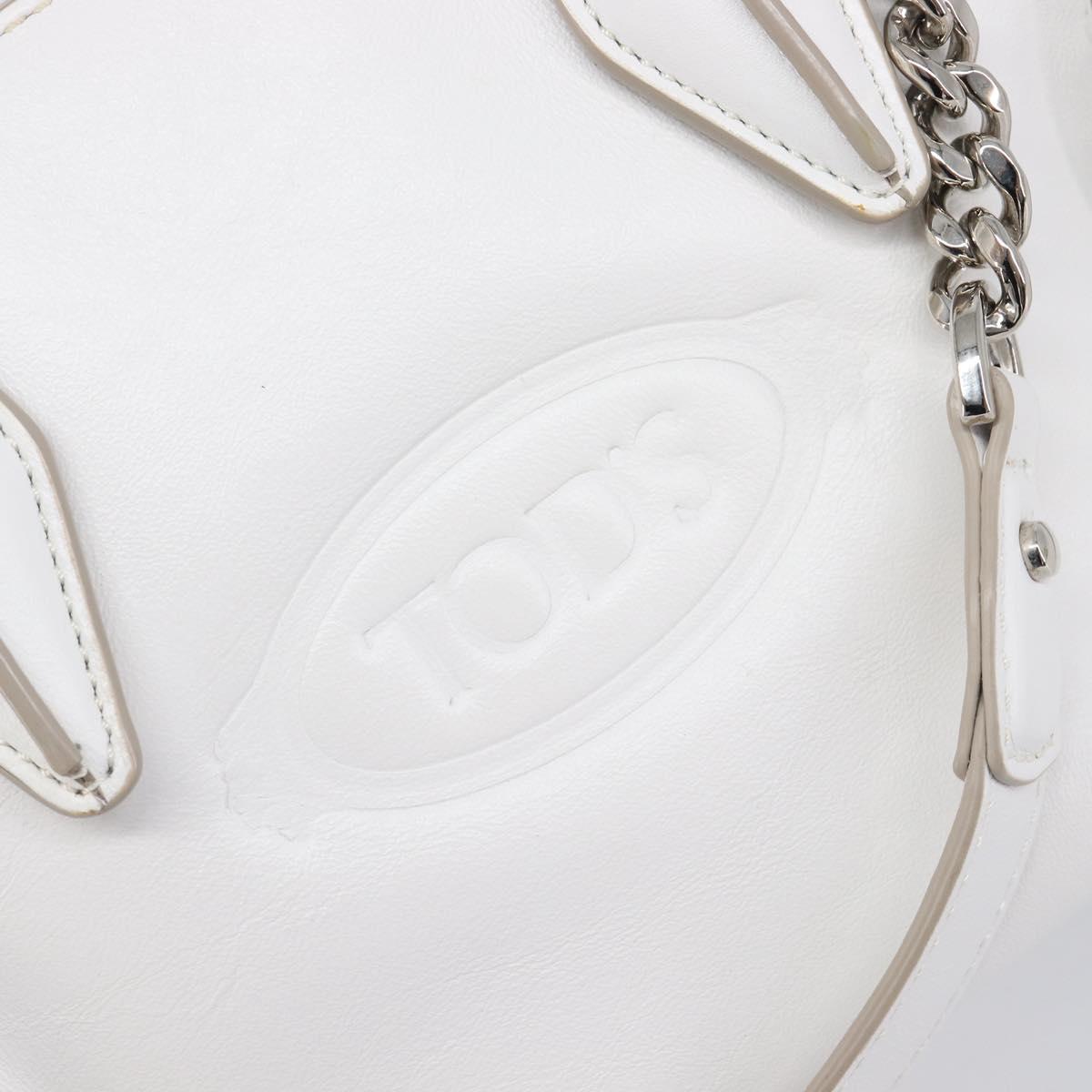 TOD’S x Alber Elbaz Hand Bag Leather White Silver Auth am12484V