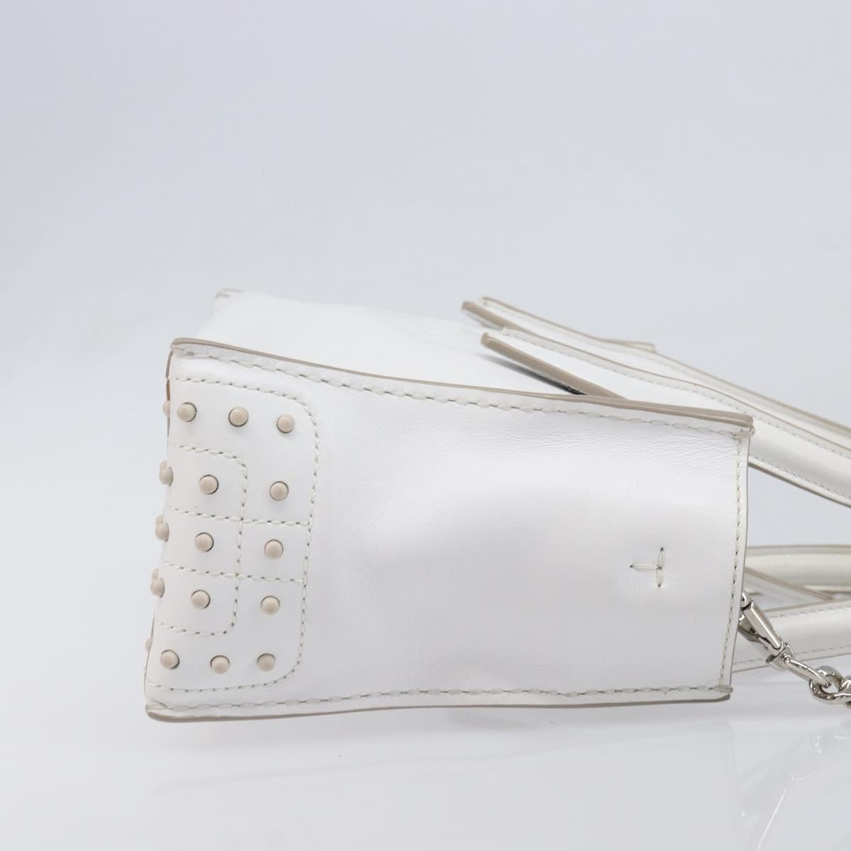 TOD’S x Alber Elbaz Hand Bag Leather White Silver Auth am12484V