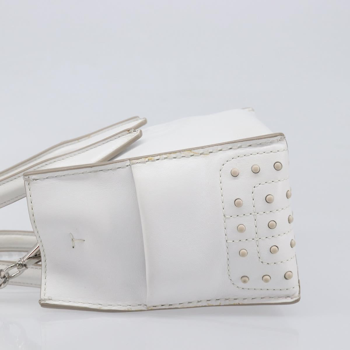 TOD’S x Alber Elbaz Hand Bag Leather White Silver Auth am12484V