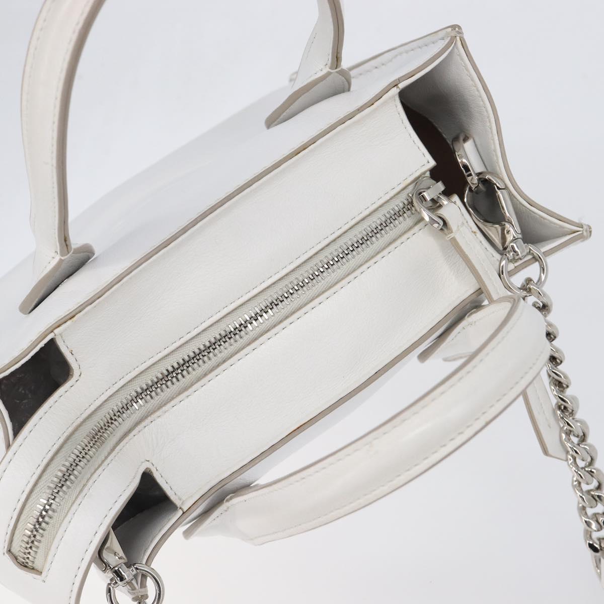 TOD’S x Alber Elbaz Hand Bag Leather White Silver Auth am12484V
