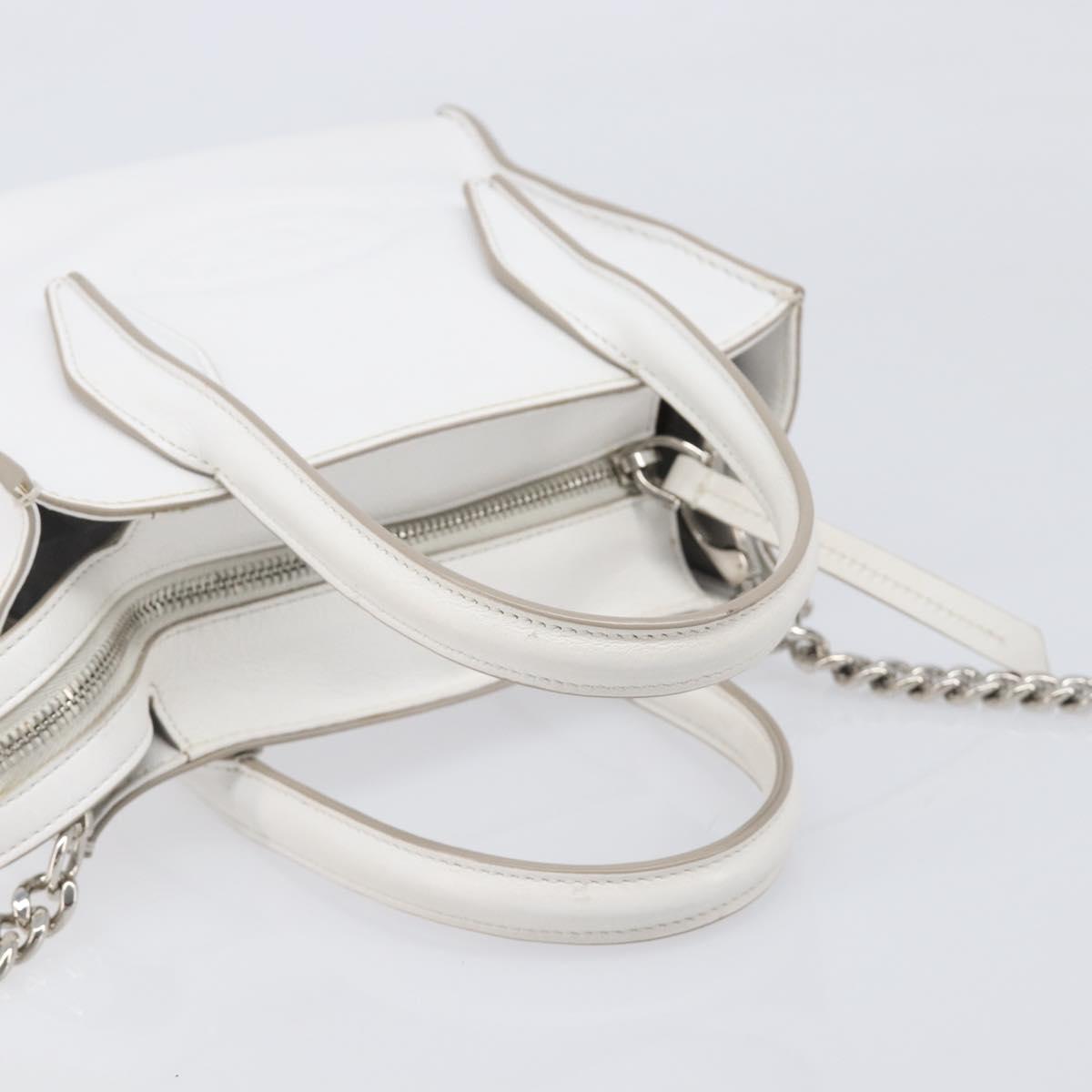 TOD’S x Alber Elbaz Hand Bag Leather White Silver Auth am12484V