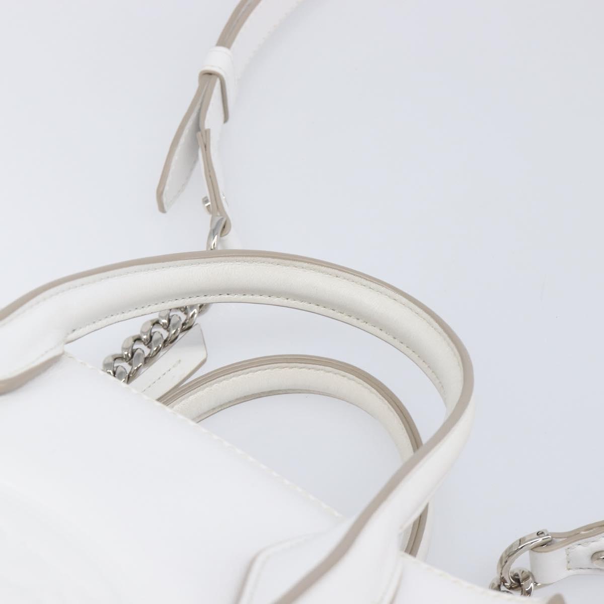 TOD’S x Alber Elbaz Hand Bag Leather White Silver Auth am12484V