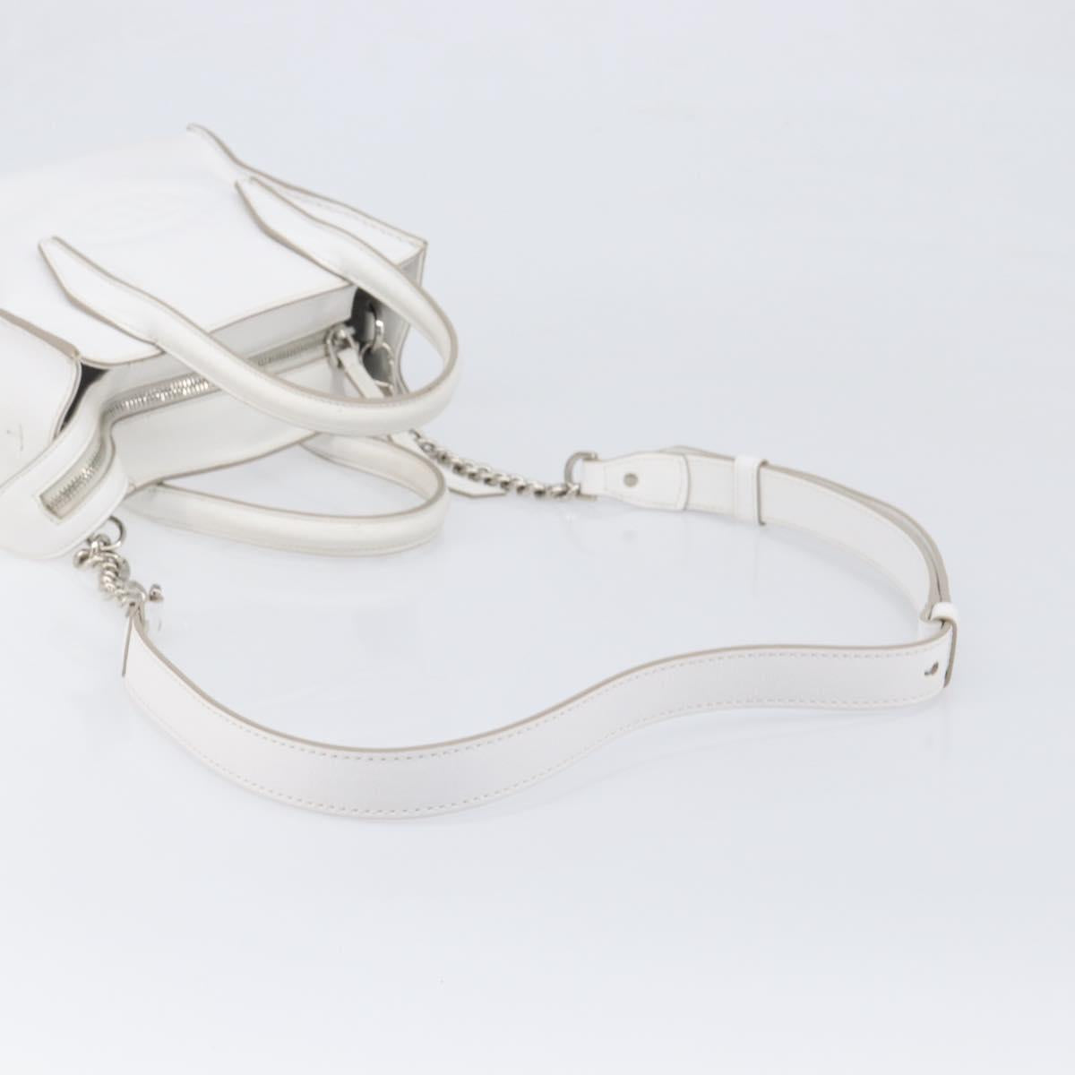 TOD’S x Alber Elbaz Hand Bag Leather White Silver Auth am12484V