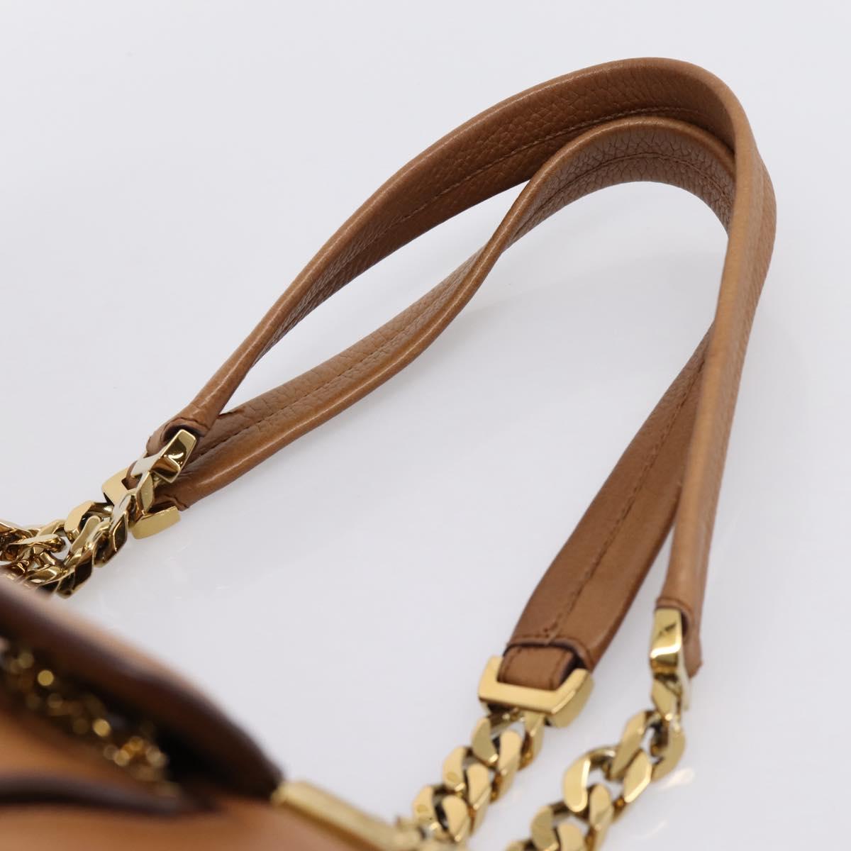 CARTIER La Donya Chain Shoulder Bag Leather Brown Gold Tone Auth am12491V