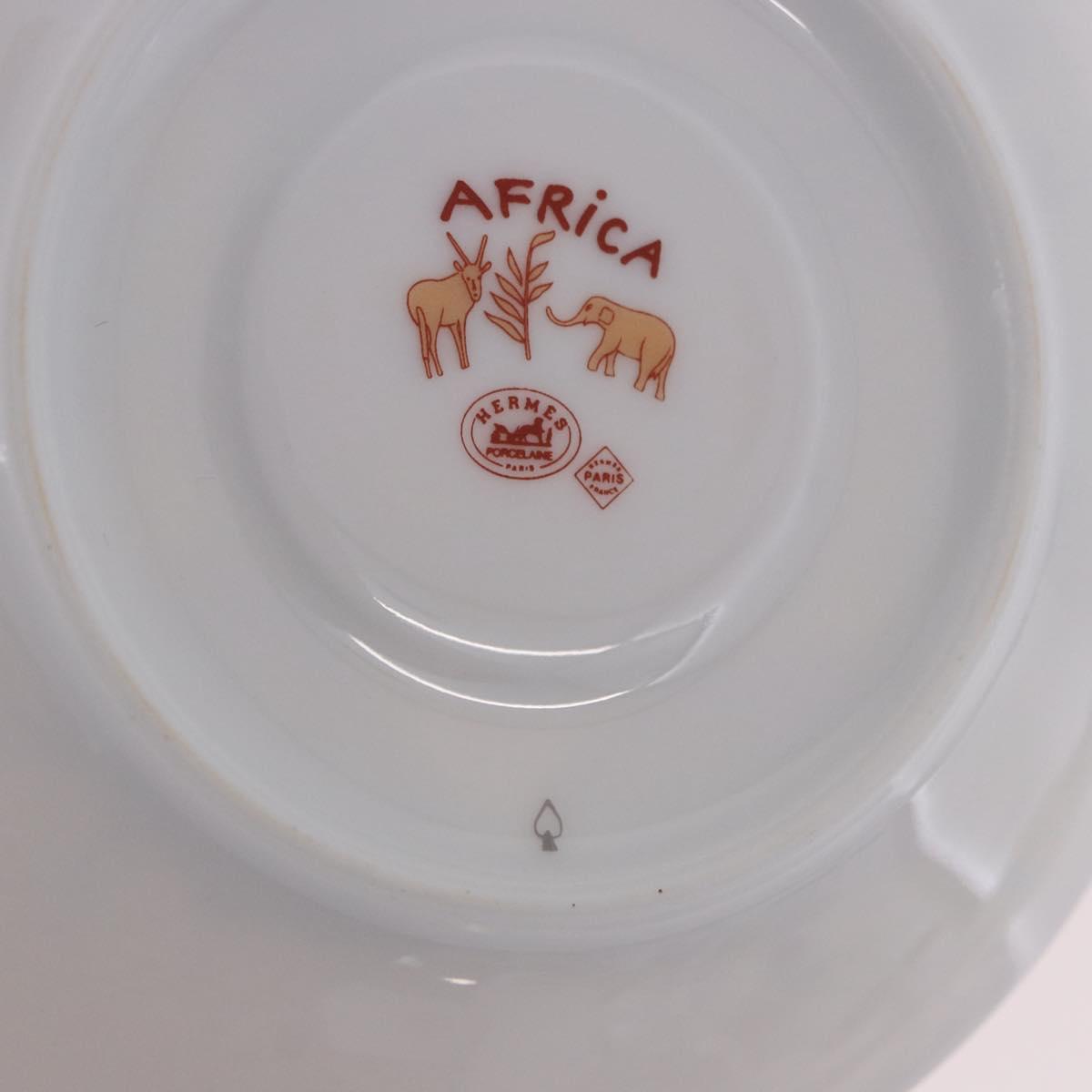 HERMES Cup and Saucer Set AFRICA Pottery Multicolor Auth am12499M