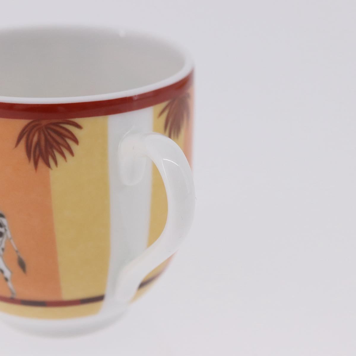 HERMES Cup and Saucer Set AFRICA Pottery Multicolor Auth am12499M