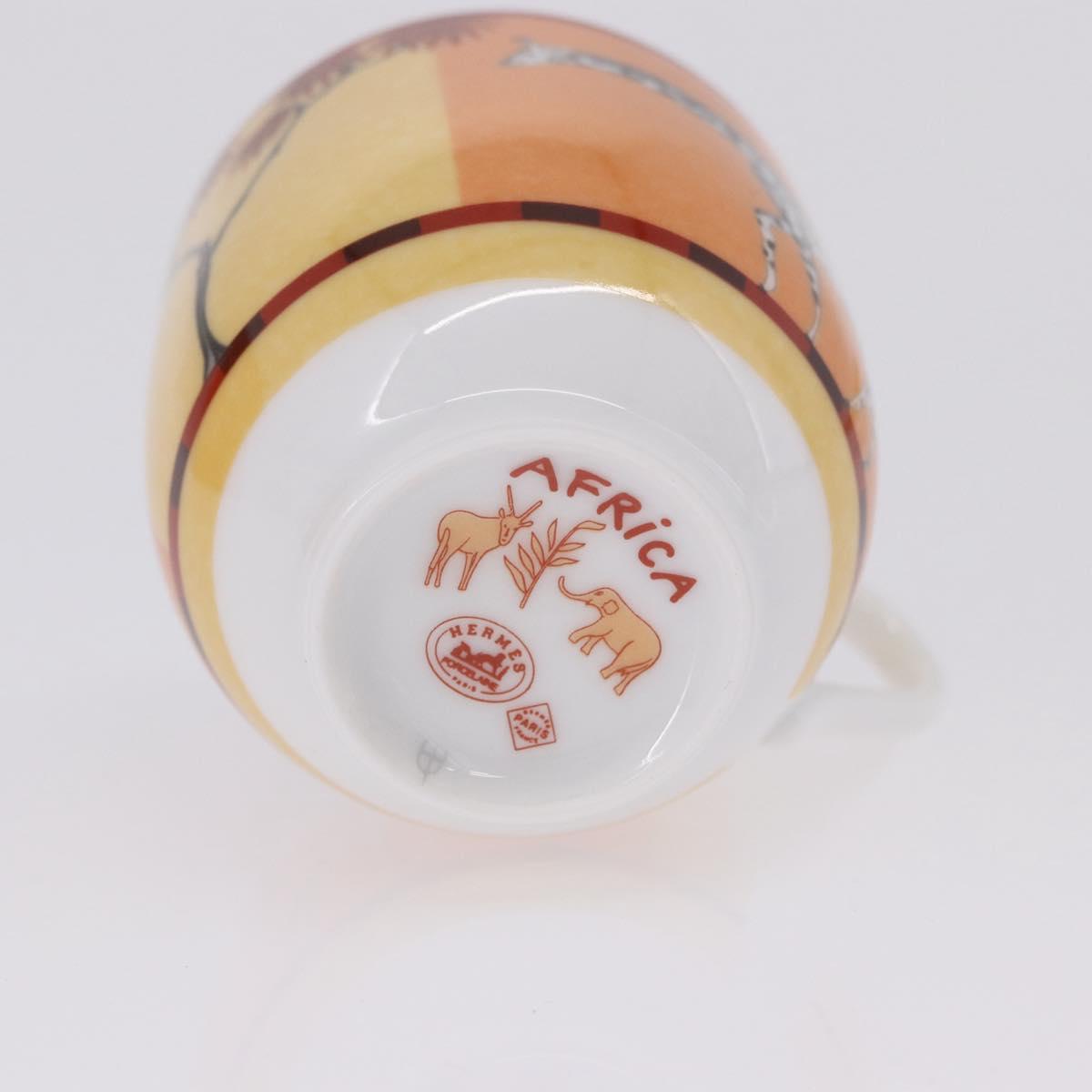 HERMES Cup and Saucer Set AFRICA Pottery Multicolor Auth am12499M