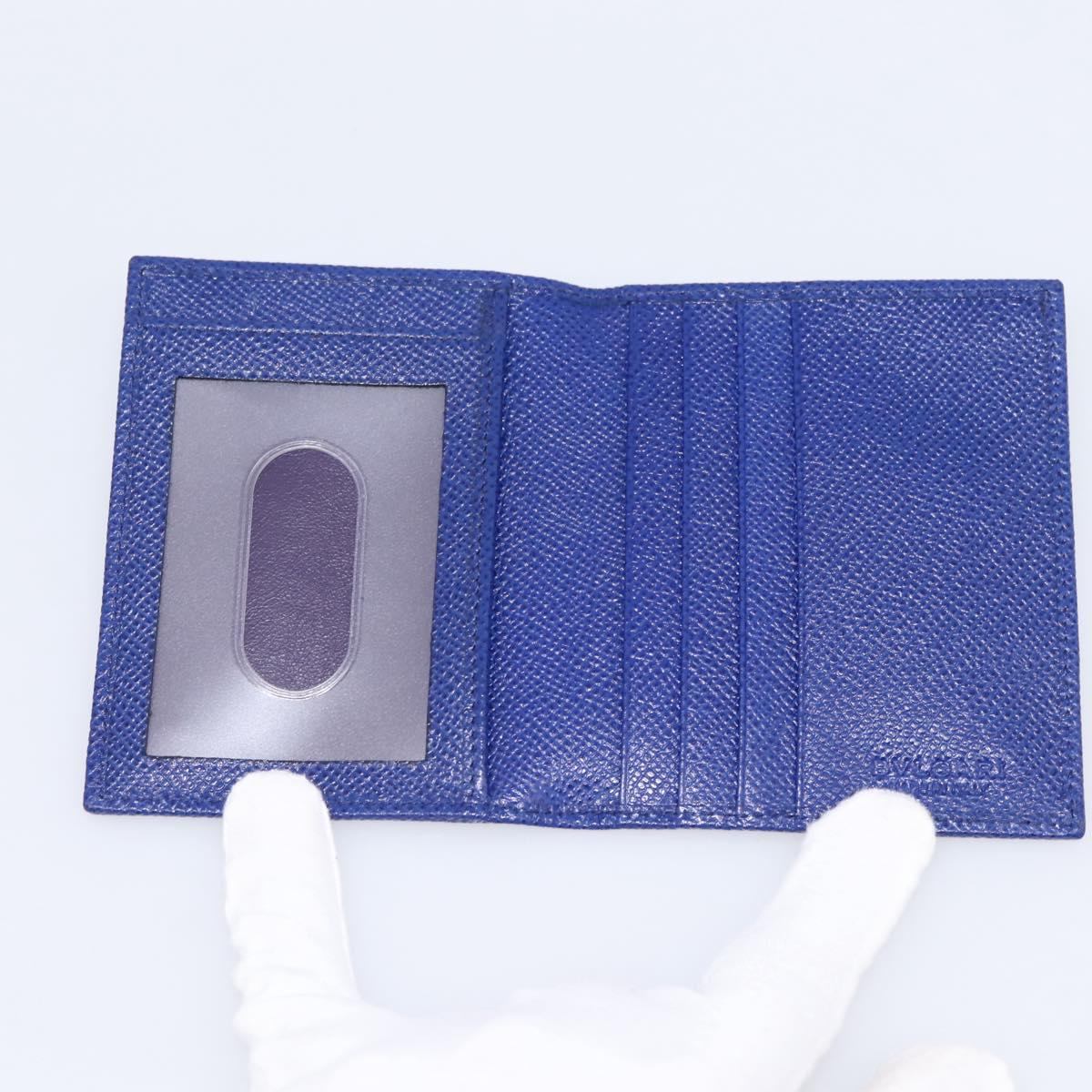 BVLGARI Card Case Leather Blue Silver Auth am12504V