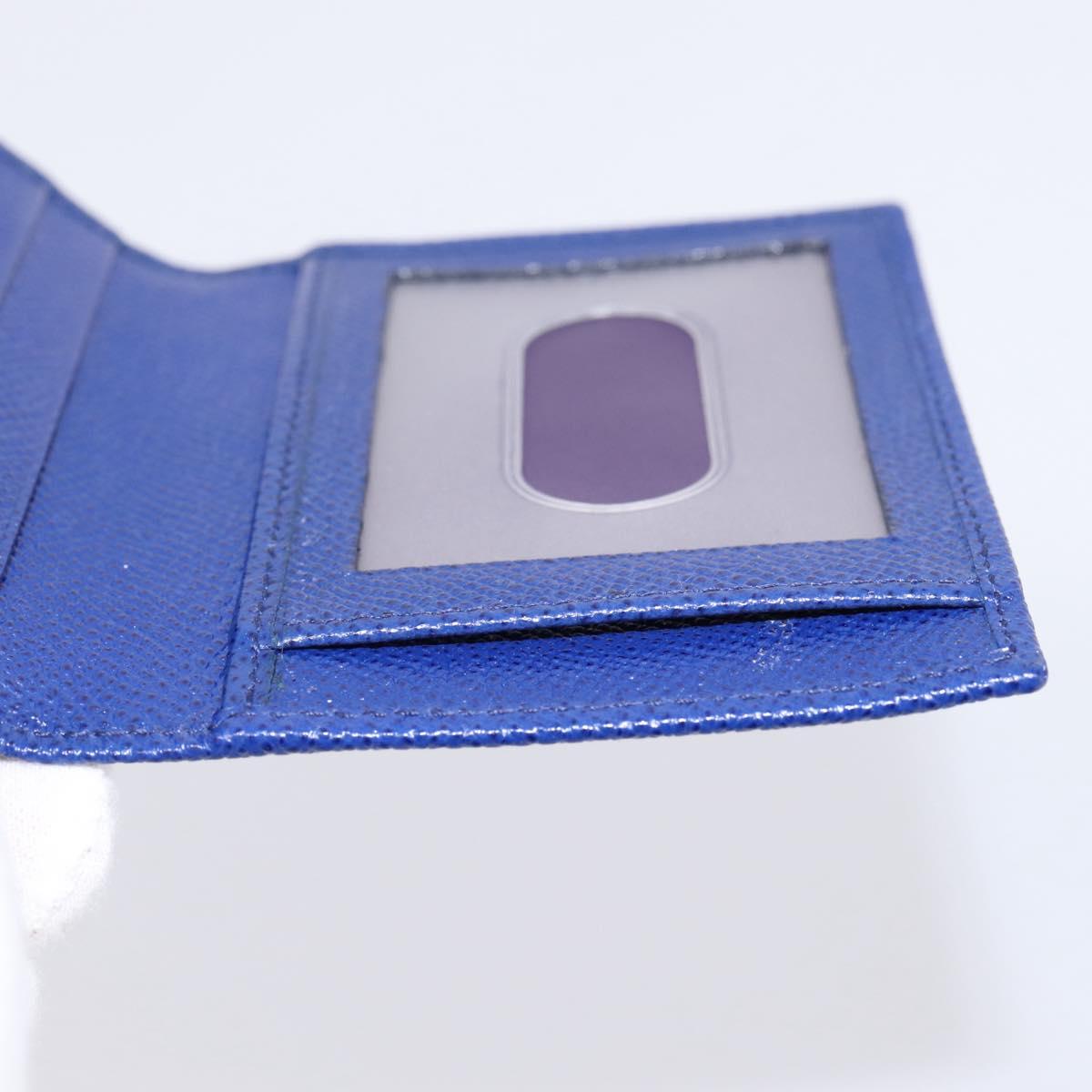 BVLGARI Card Case Leather Blue Silver Auth am12504V