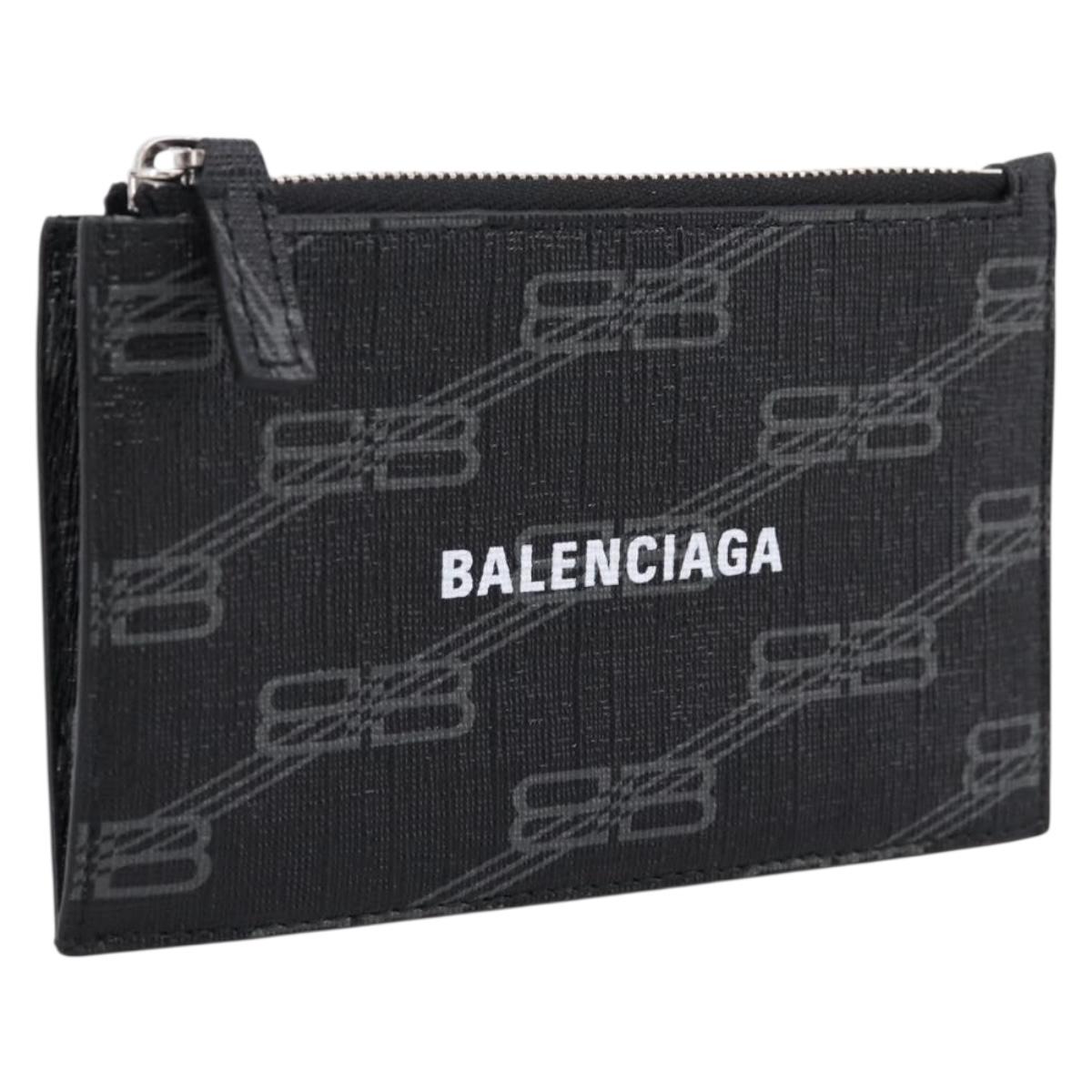 BALENCIAGA Fragment Case PVC Leather Black Silver 640535 Auth am12506M