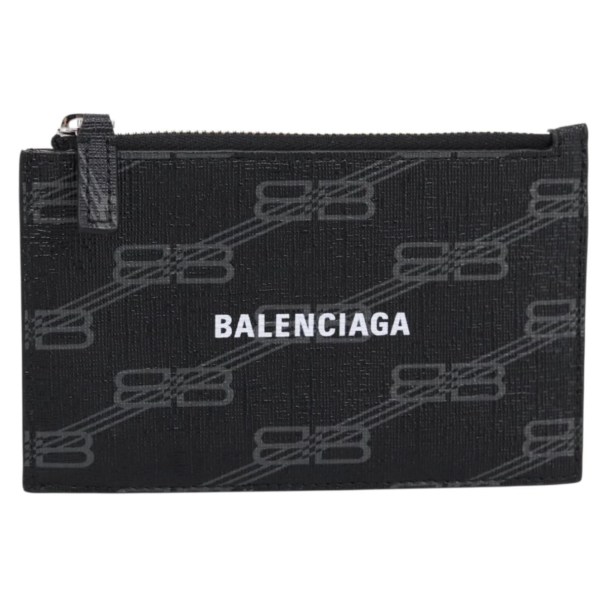 BALENCIAGA Fragment Case PVC Leather Black Silver 640535 Auth am12506M