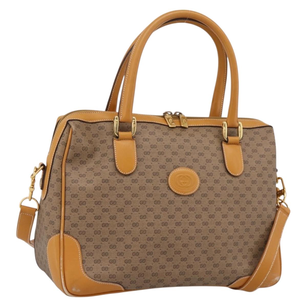GUCCI Micro GG Supreme Bag PVC Leather 2way Beige Gold 002 25 0033 Auth am12515A