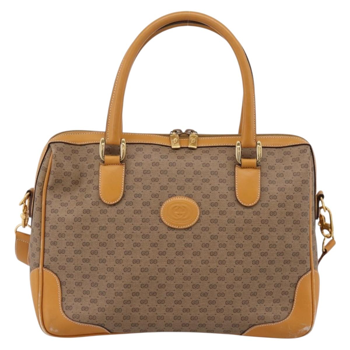 GUCCI Micro GG Supreme Bag PVC Leather 2way Beige Gold 002 25 0033 Auth am12515A
