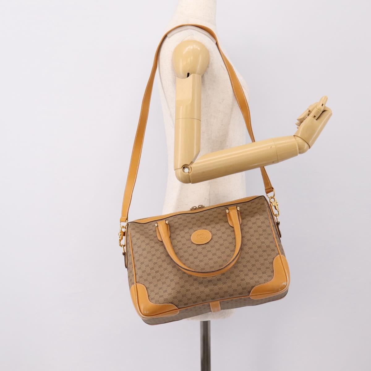 GUCCI Micro GG Supreme Bag PVC Leather 2way Beige Gold 002 25 0033 Auth am12515A