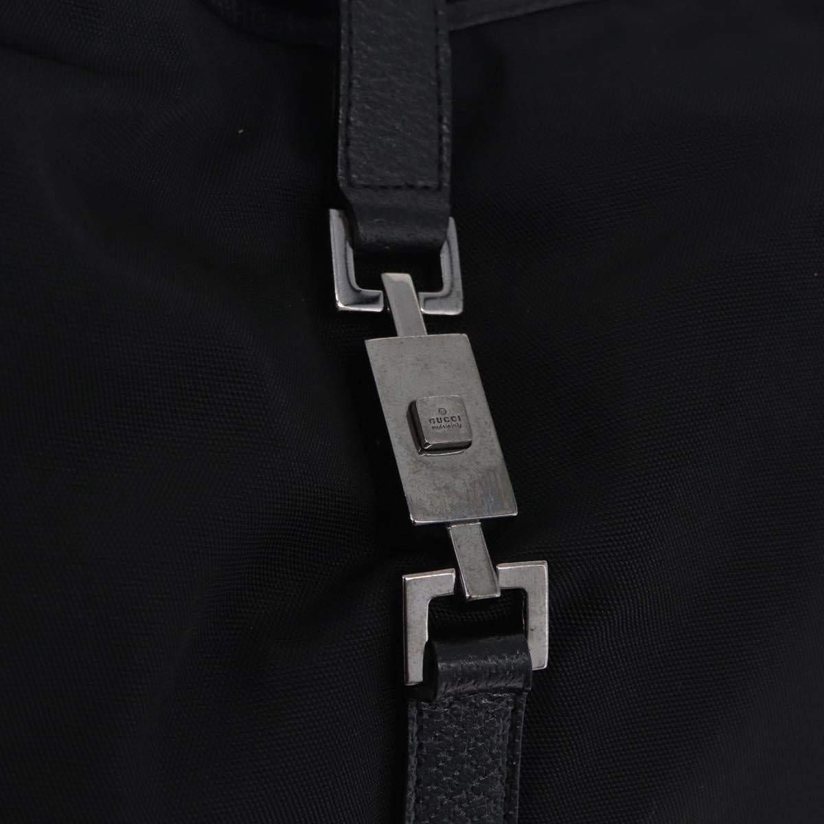 GUCCI Jackie Shoulder Bag Nylon Black Silver 001 3346 Auth am12516V