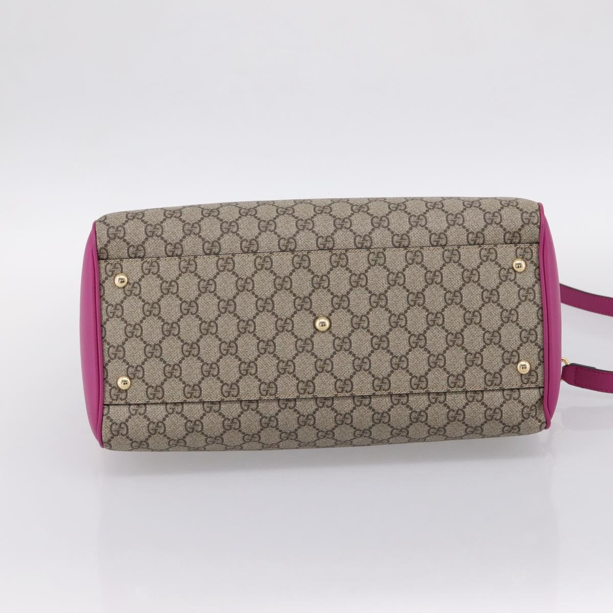 GUCCI GG Supreme Mini Boston Bag PVC 2way Beige Gold 409527 Auth am12519M