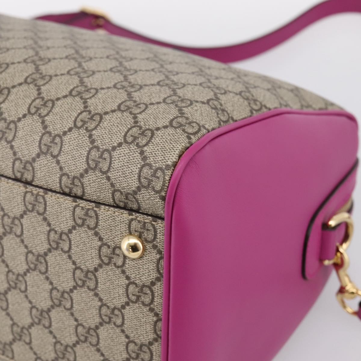 GUCCI GG Supreme Mini Boston Bag PVC 2way Beige Gold 409527 Auth am12519M