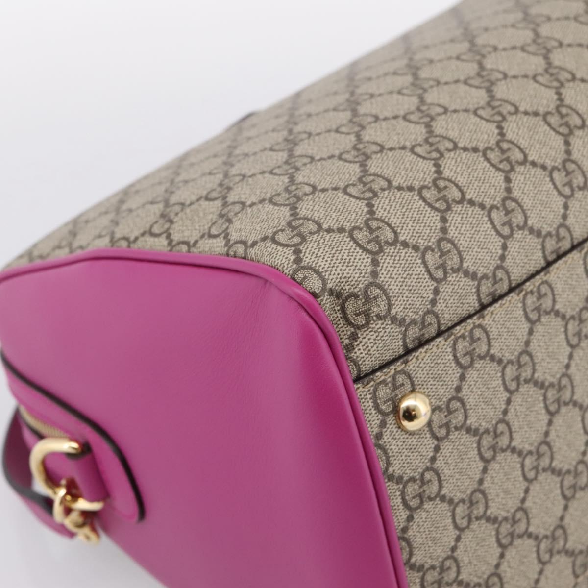 GUCCI GG Supreme Mini Boston Bag PVC 2way Beige Gold 409527 Auth am12519M