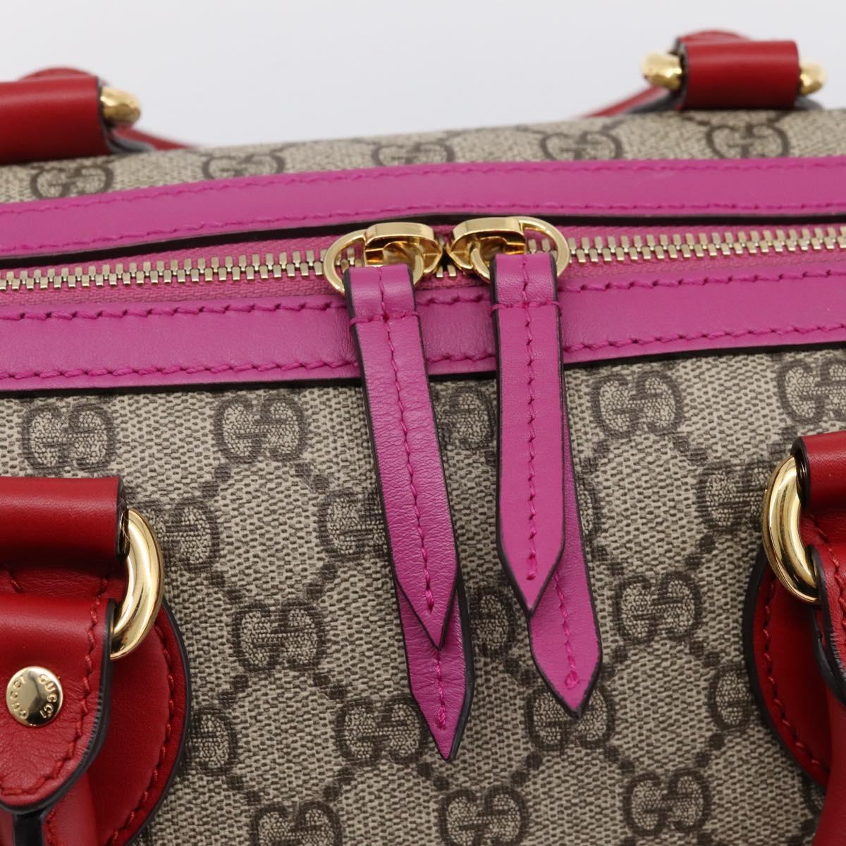 GUCCI GG Supreme Mini Boston Bag PVC 2way Beige Gold 409527 Auth am12519M