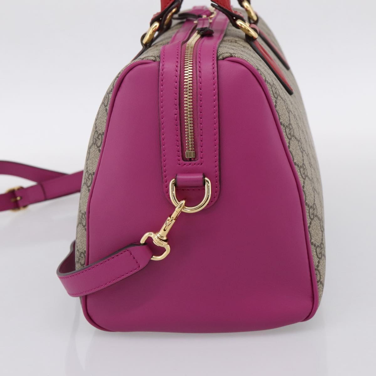 GUCCI GG Supreme Mini Boston Bag PVC 2way Beige Gold 409527 Auth am12519M