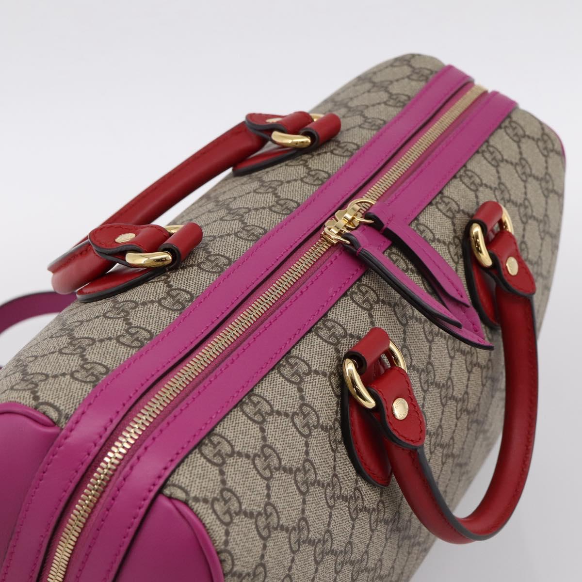 GUCCI GG Supreme Mini Boston Bag PVC 2way Beige Gold 409527 Auth am12519M