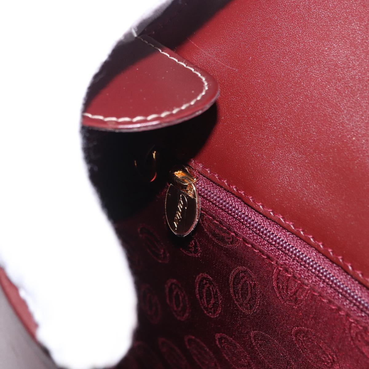 CARTIER Must Line Shoulder Bag Leather Bordeaux Gold Auth am12521V