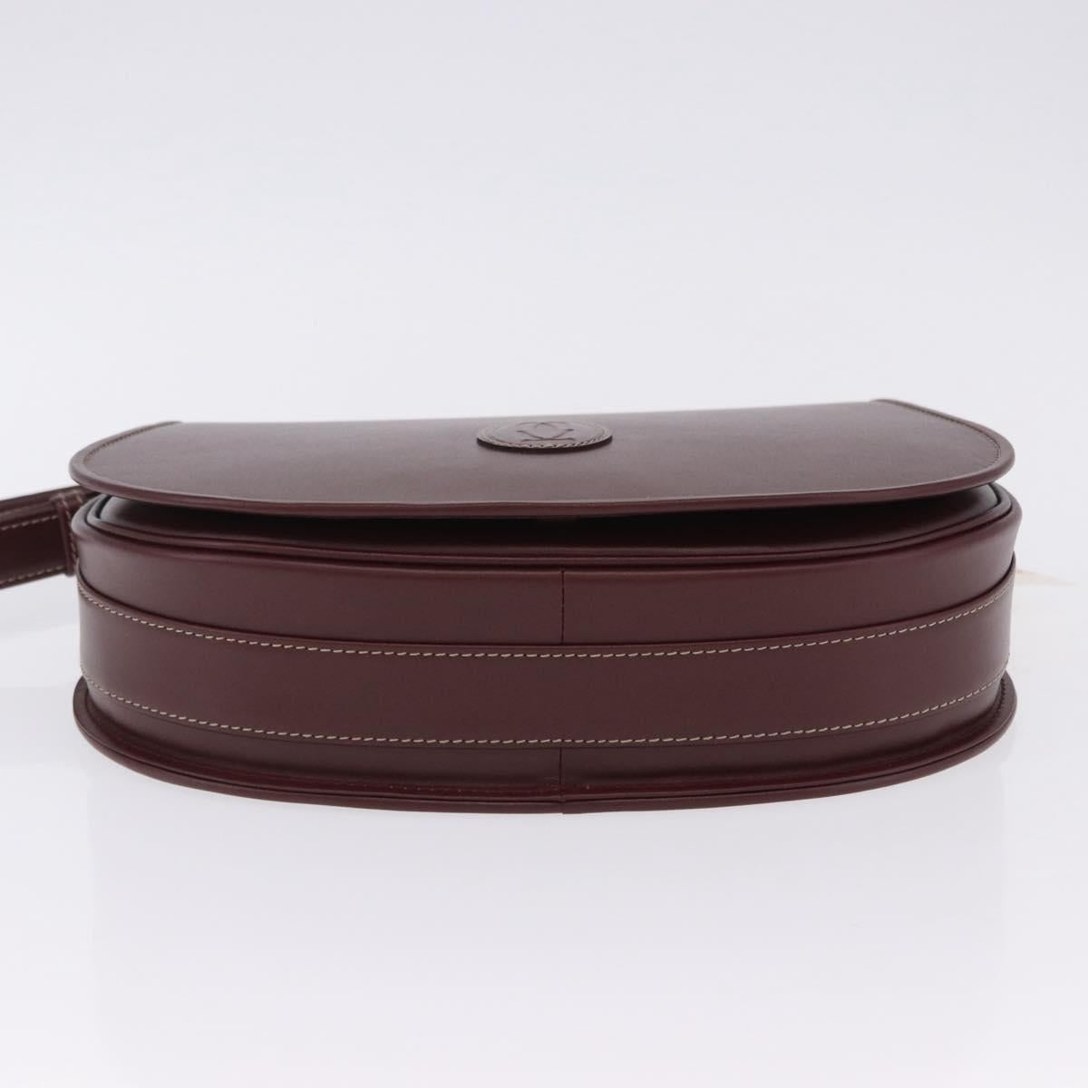 CARTIER Must Line Shoulder Bag Leather Bordeaux Gold Auth am12521V