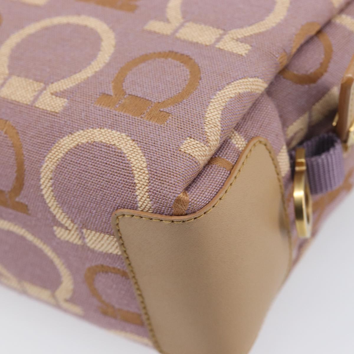 Salvatore Ferragamo Gancini Pouch Canvas Purple Gold Auth am12525V