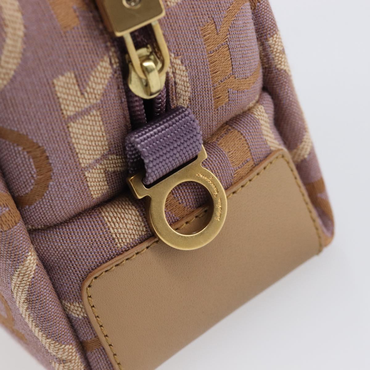 Salvatore Ferragamo Gancini Pouch Canvas Purple Gold Auth am12525V