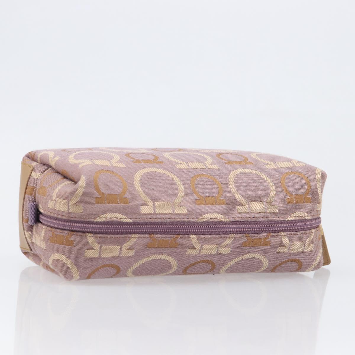 Salvatore Ferragamo Gancini Pouch Canvas Purple Gold Auth am12525V