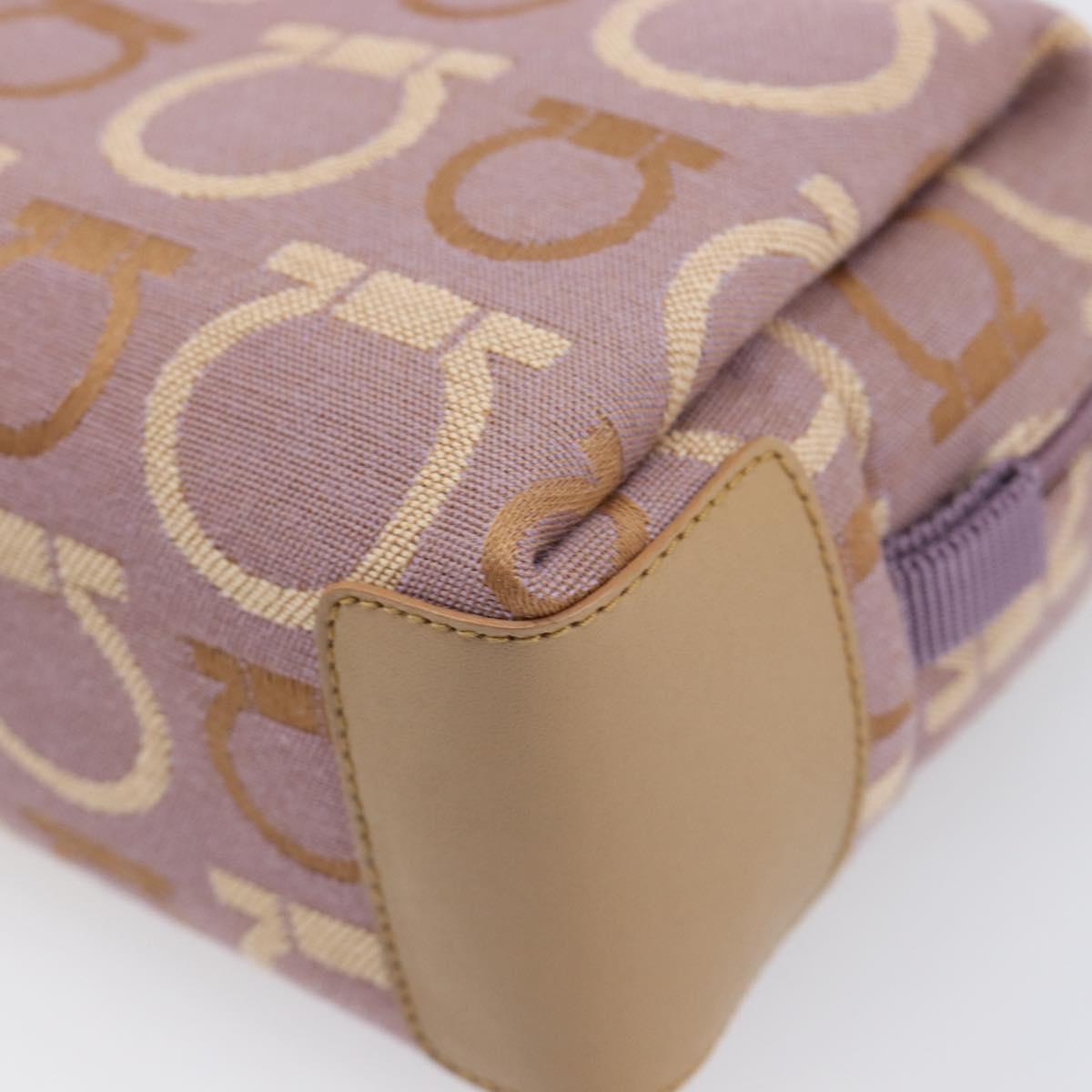 Salvatore Ferragamo Gancini Pouch Canvas Purple Gold Auth am12525V