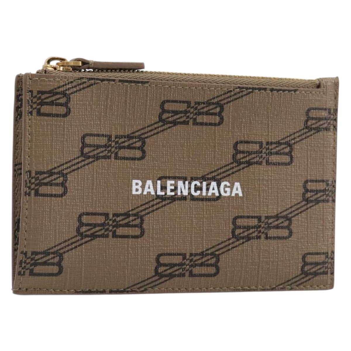 BALENCIAGA Fragment Case Card Case PVC Beige Gold 640535 Auth am12526M