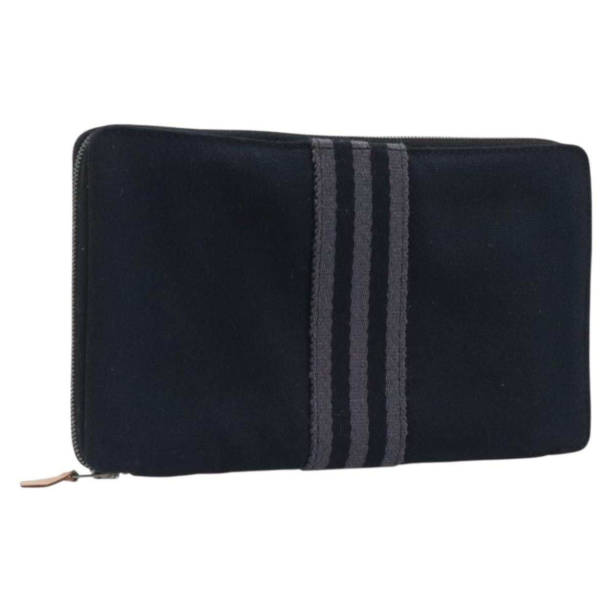 HERMES Fourre Tout Perth Wallet Cotton Black Silver Auth am12528A