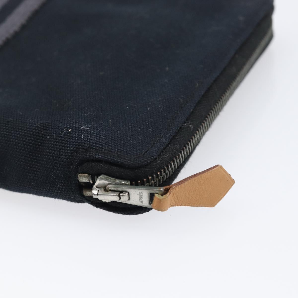 HERMES Fourre Tout Perth Wallet Cotton Black Silver Auth am12528A