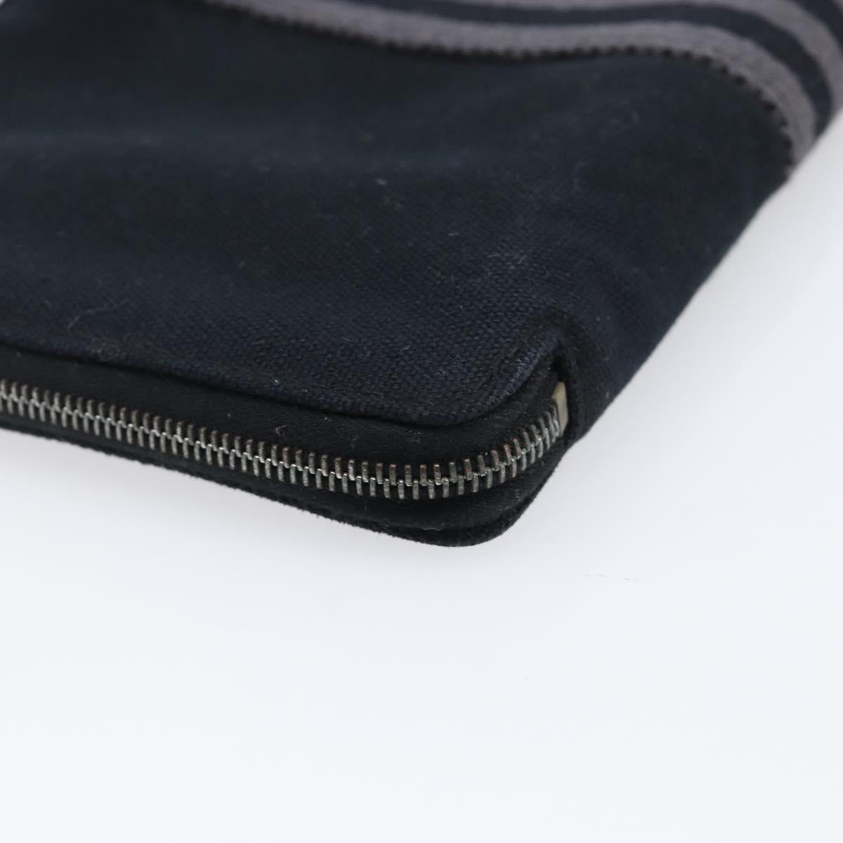 HERMES Fourre Tout Perth Wallet Cotton Black Silver Auth am12528A