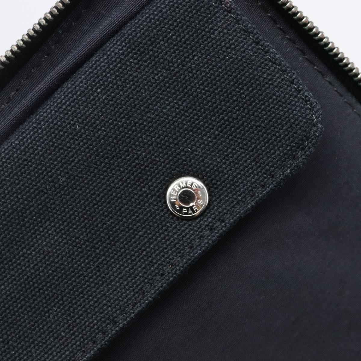 HERMES Fourre Tout Perth Wallet Cotton Black Silver Auth am12528A