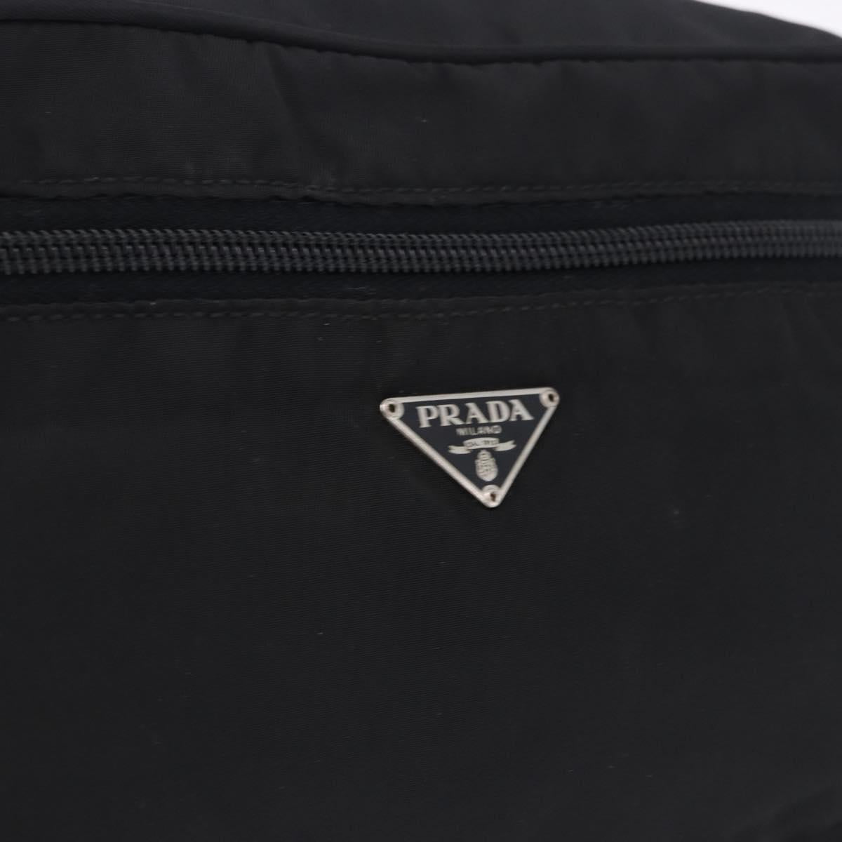 PRADA Vanity Hand Bag Nylon Black Silver 1N0715 Auth am12531A