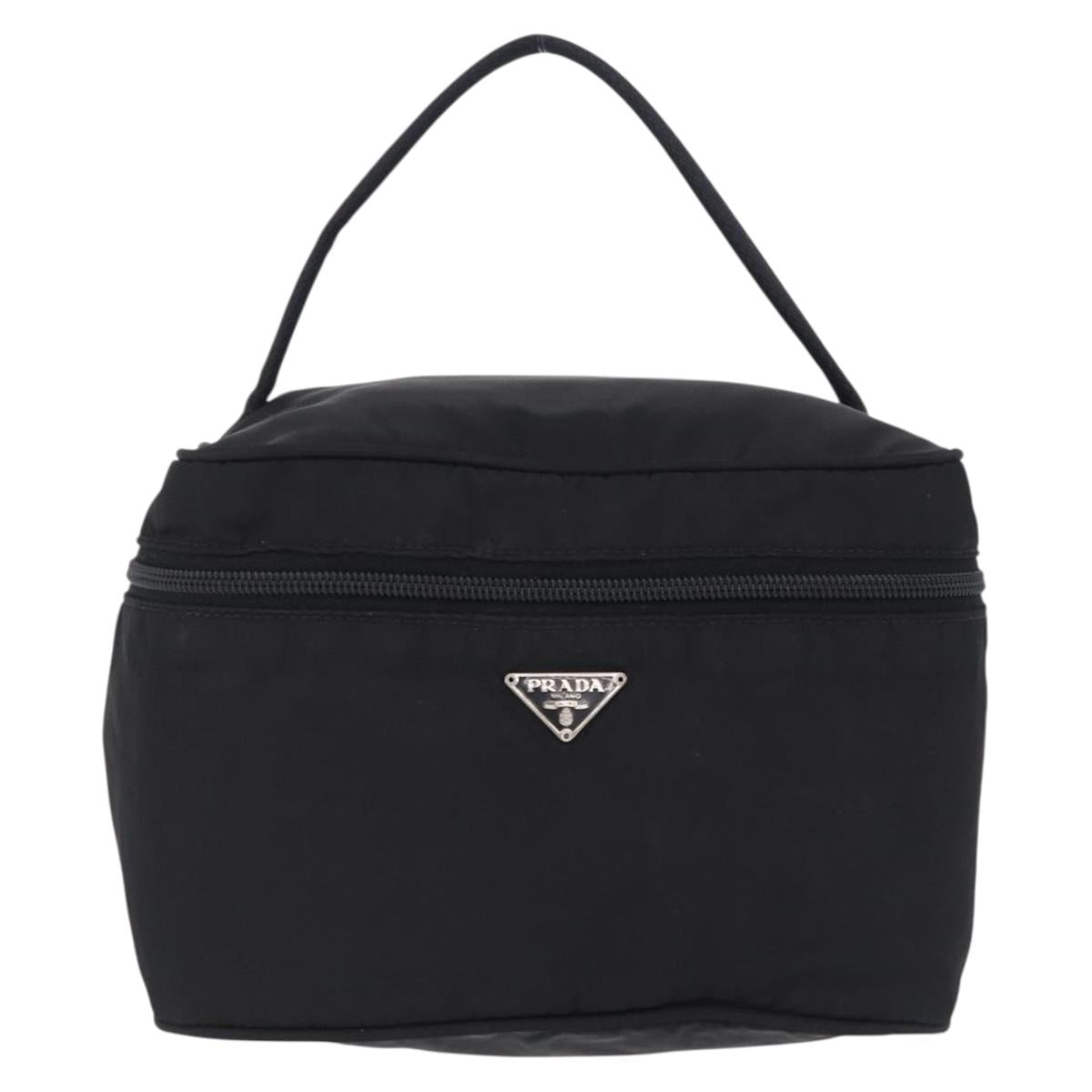 PRADA Vanity Hand Bag Nylon Black Silver 1N0715 Auth am12531A