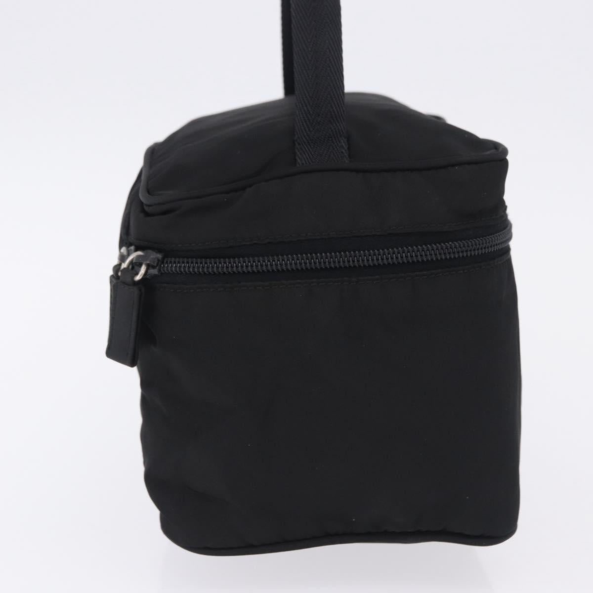 PRADA Vanity Hand Bag Nylon Black Silver 1N0715 Auth am12531A