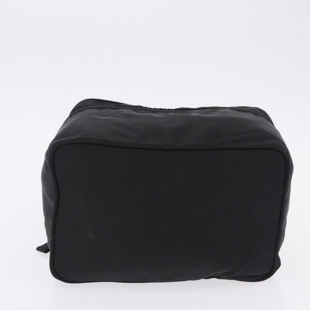 PRADA Vanity Hand Bag Nylon Black Silver 1N0715 Auth am12531A