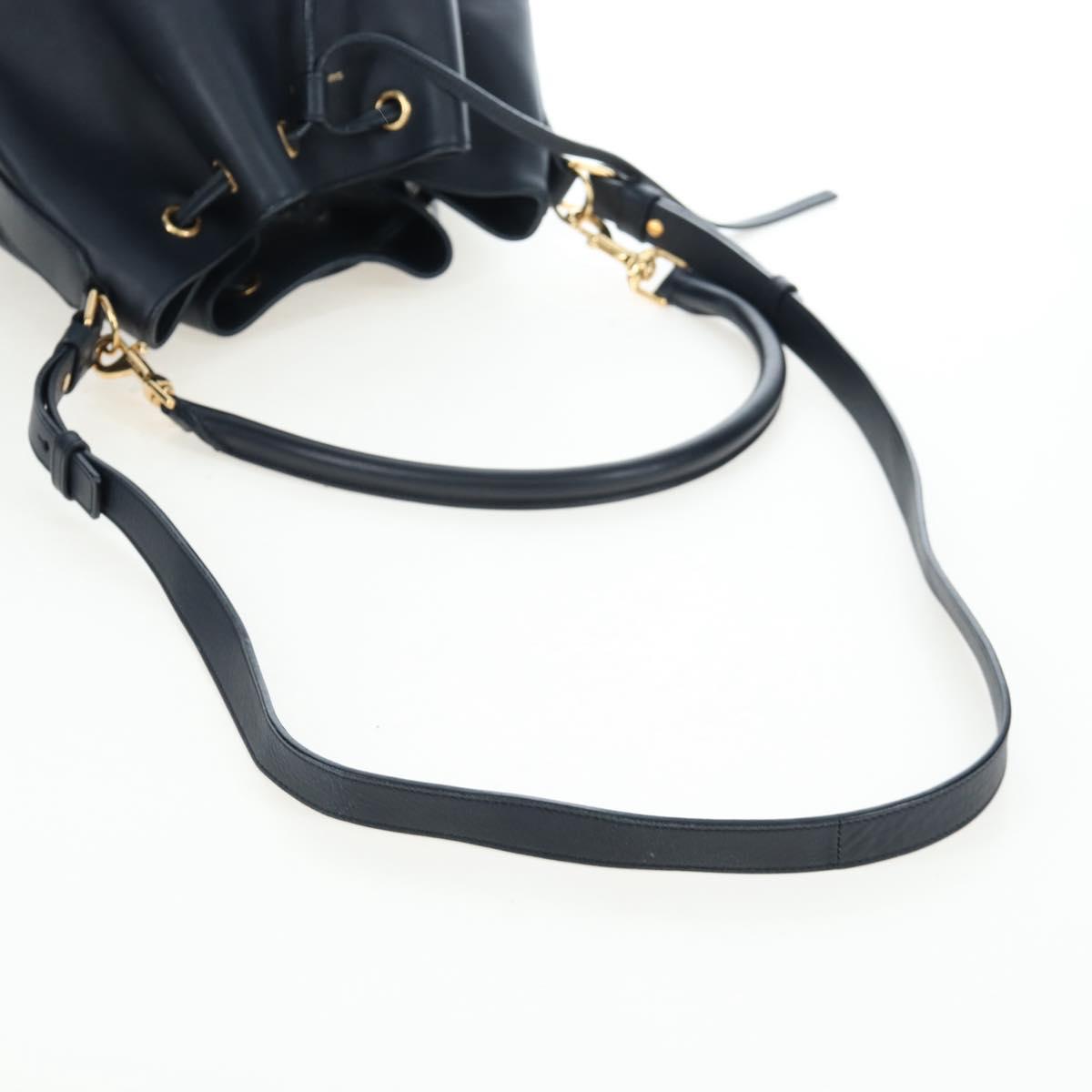 SAINT LAURENT Emmanuel Shoulder Bag Leather 2way Navy Gold Auth am12532A