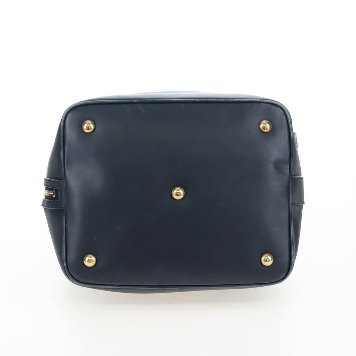 SAINT LAURENT Emmanuel Shoulder Bag Leather 2way Navy Gold Auth am12532A