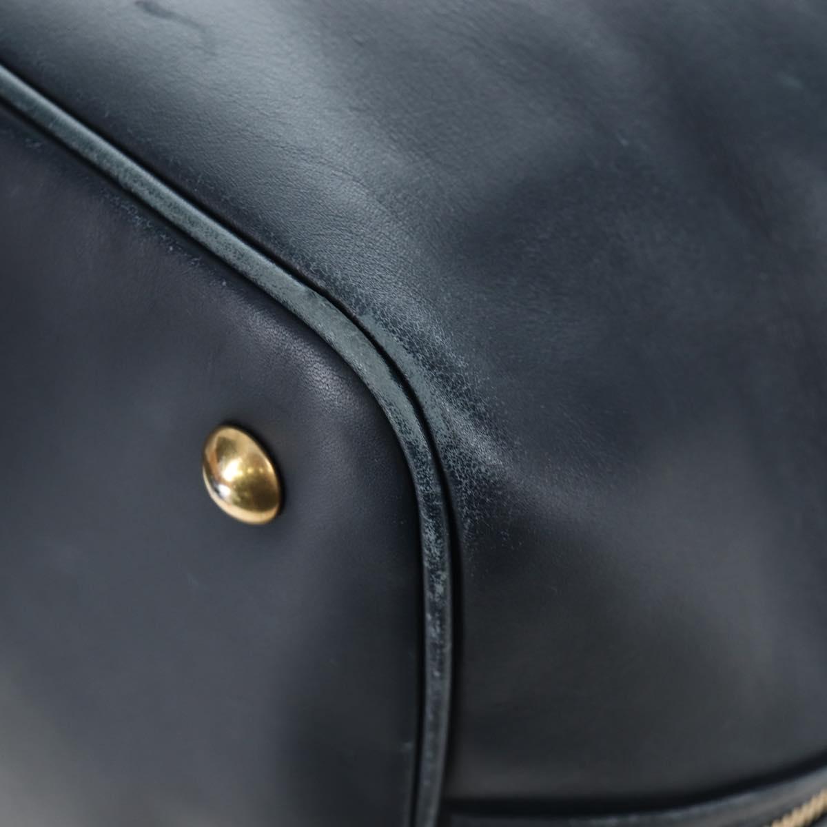 SAINT LAURENT Emmanuel Shoulder Bag Leather 2way Navy Gold Auth am12532A