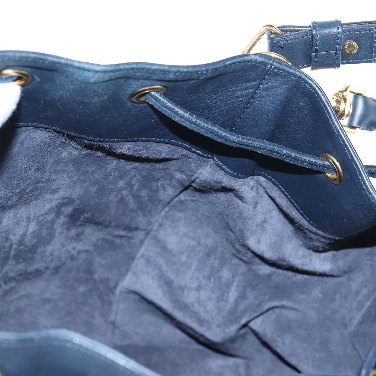 SAINT LAURENT Emmanuel Shoulder Bag Leather 2way Navy Gold Auth am12532A