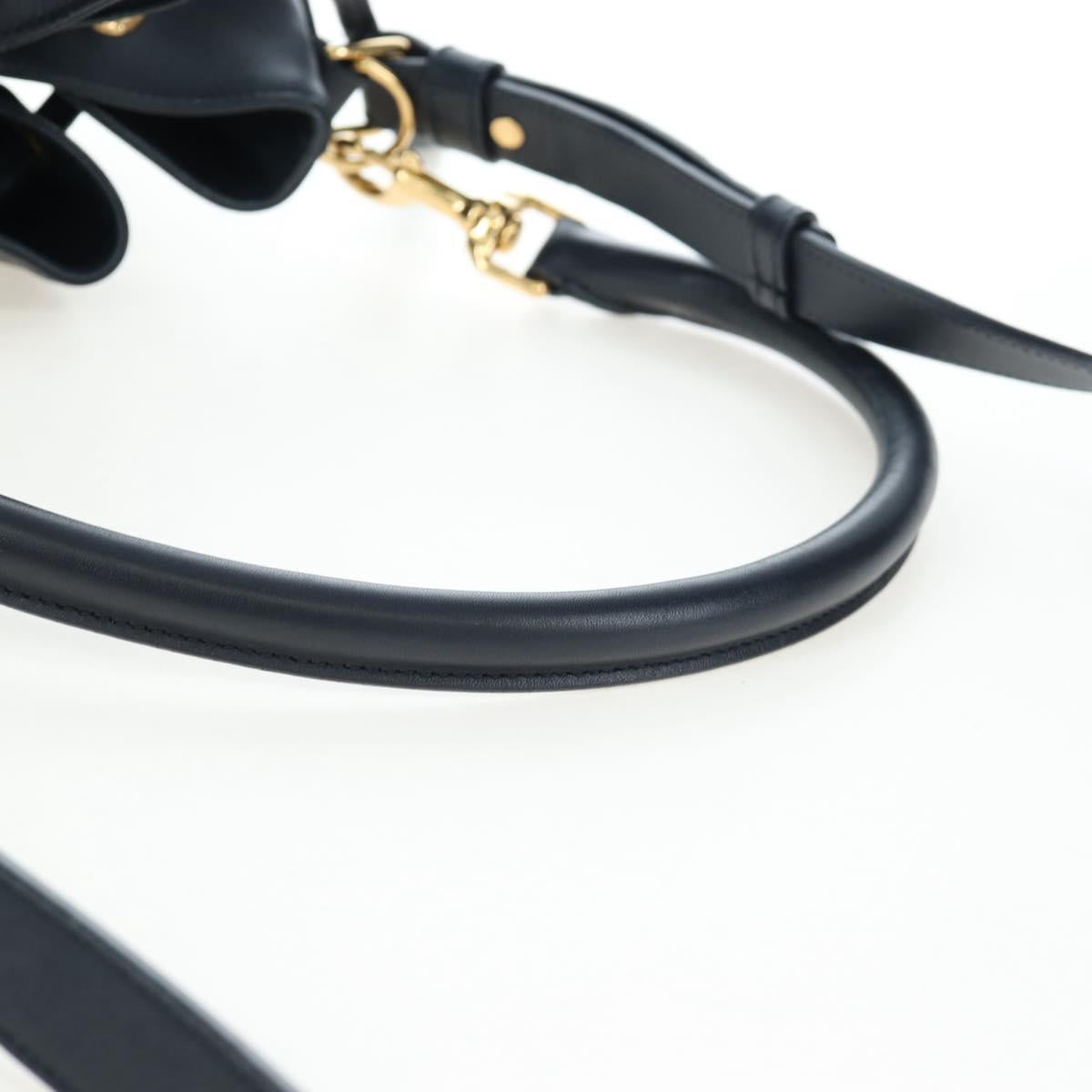 SAINT LAURENT Emmanuel Shoulder Bag Leather 2way Navy Gold Auth am12532A