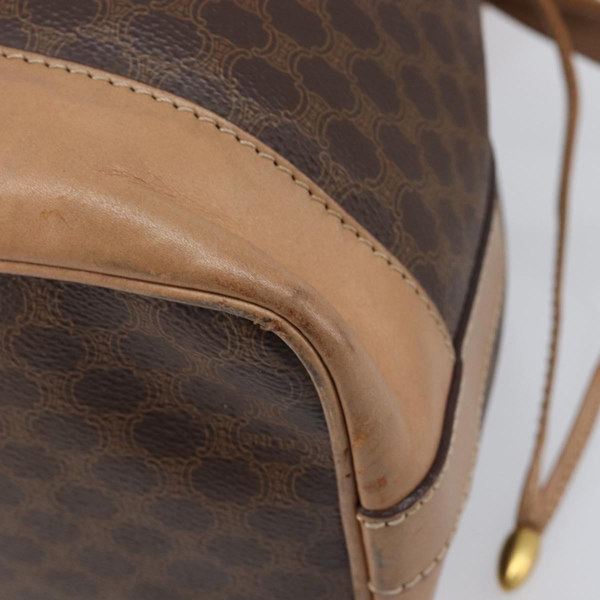 CELINE Macadam Canvas Purse Shoulder Bag PVC Leather Brown Gold Auth am12534A